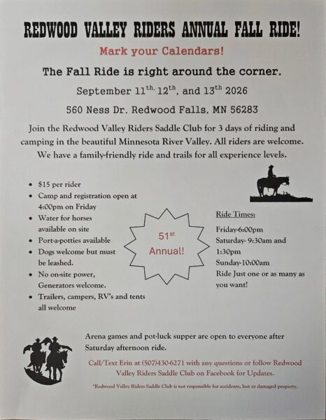 9/11/26 - 9/13/26 Redwood Valley Riders Annual Fall Ride